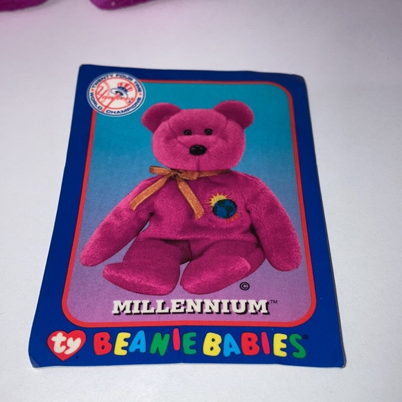 TY Beanie Baby MIllenium Bear W/card given out at The old Yankee Stadium in 1999 - Picture 3 of 9